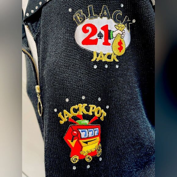 Tath of the Walk sweater Atlantic City casino cards games Vegas women XL Vtg - Picture 5 of 11